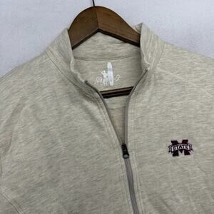 Mississippi State Sweater Women's Large Tan Embroidered Half Zip Pullover Golf